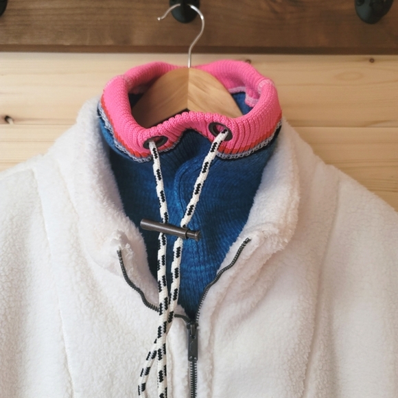 Free People Movement,  Over The Rainbow Fleece, Ivory/Blue/Pink, Size XS - Picture 6 of 12